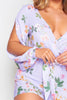 Lilac Split Sleeve Floral Wrap Playsuit