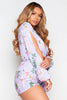 Lilac Split Sleeve Floral Wrap Playsuit