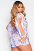 Lilac Split Sleeve Floral Wrap Playsuit