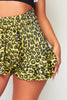 Yellow Leopard Printed Ruffle Belted Mini Shorts