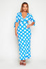 Blue Spotty Cut Out Maxi Dress