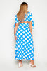 Blue Spotty Cut Out Maxi Dress