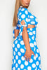 Blue Spotty Cut Out Maxi Dress