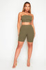 Khaki Bandeau Top & Cycling Shorts Co-ord