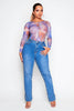 Blue Mesh Statue Printed Bodysuit