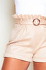 Nude Snake Belted Paperbag Shorts