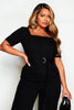 Petite Black Square Neck Wide Leg Jumpsuit