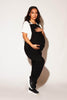 Maternity Black Wash Denim Scallop Dungarees