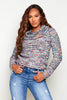 Multicoloured Knitted Cowl Neck Jumper