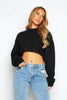 Black Knit Cropped Batwing Sleeve Crew Neck Jumper