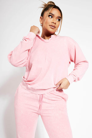 Pink Washed V Neck Sweater