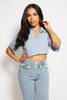 Sky Blue Linen Crop Shirt