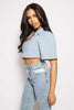 Sky Blue Linen Crop Shirt