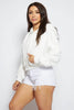 White Crop Basic Hoodie