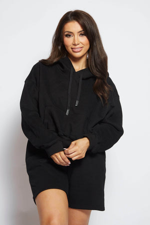 Black Crop Basic Hoodie