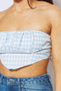 Blue Gingham Bandeau Ruched Crop Top