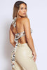 Petite White Printed Mesh Halter Tie Bralet