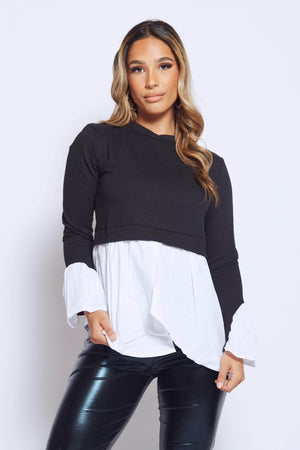 Black Contrast 2 in 1 Jumper