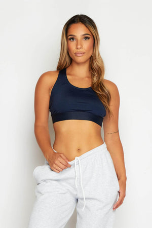 Navy Cut Out Sports Bra