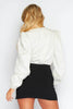 Stone Ruched Bustier Contrast Long Sleeve Bodysuit