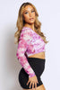 Lilac Tie Dye Mesh Crop Top with Chain Detail