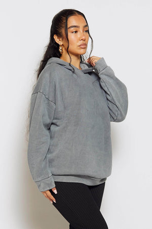 Petite Acid Wash Oversize Hoodie