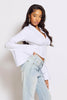 White Crop Bustier V Neck Shirt