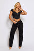 Black Zip Front Puff Sleeve Crop Top