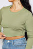 Sage Rib Underbust Detail Long Sleeve Crop Top