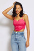 Hot Pink Taffeta Corset Crop Top with Cowl Neck