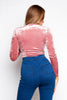 Rose Pink Velour Lace Up Bodysuit
