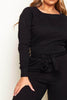 Black Ribbed Basic Crop Sweatshirt