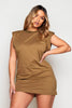 Army Green Shoulder Pad T.Shirt Dress