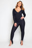 Black Ribbed Long Sleeve Bodysuit