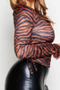 Tiger Printed Side Ruched Tie Top