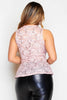 Pink Sequin Lace Peplum Sleeveless Top
