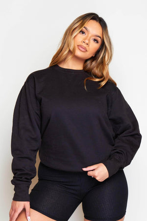 Black Oversized Back Printed Sweatshirt