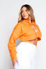 Orange Cropped Open Neck Hoodie