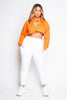 Orange Cropped Open Neck Hoodie