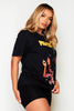 Black Oversized Women Printed T.Shirt
