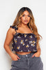 Black Floral Frill Strap Crop Top