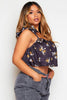 Black Floral Frill Strap Crop Top