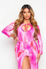 Pink Tie Dye Sheer Split Front Kaftan