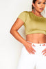 Olive Double Slinky Square Neck Crop Top
