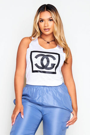 White Jersey CG Printed Vest Top