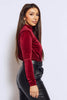 Wine Velvet High Neck Long Sleeve Bodysuit