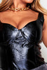 Black Croc Pu Strappy Bodysuit