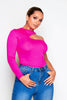 Hot Pink Jersey Cut Out One Arm Bodysuit