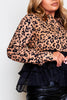 Brown Leopard Printed Ruffle Peplum Shirt