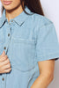 Light Wash Denim Half Sleeve Buttoned Shirt